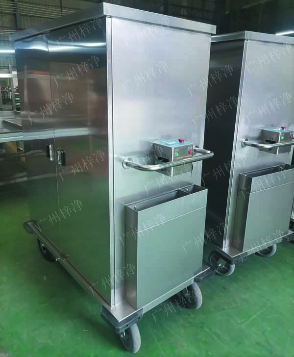 密閉式滅菌器械物品電動轉運車有單面雙開門,單側門可旋轉角度≥220°度開啟設計，裝卸物品更方便;